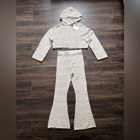 NWT 101 SINCERELY JULES CROCHET 2 PIECE Pants Top Sweater Outfit M - Picture 5 of 7